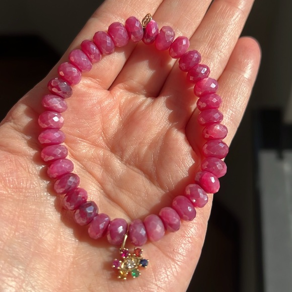 Sydney Evan mystic red moonstone with marquis evil eye bracelet - Picture 2 of 5